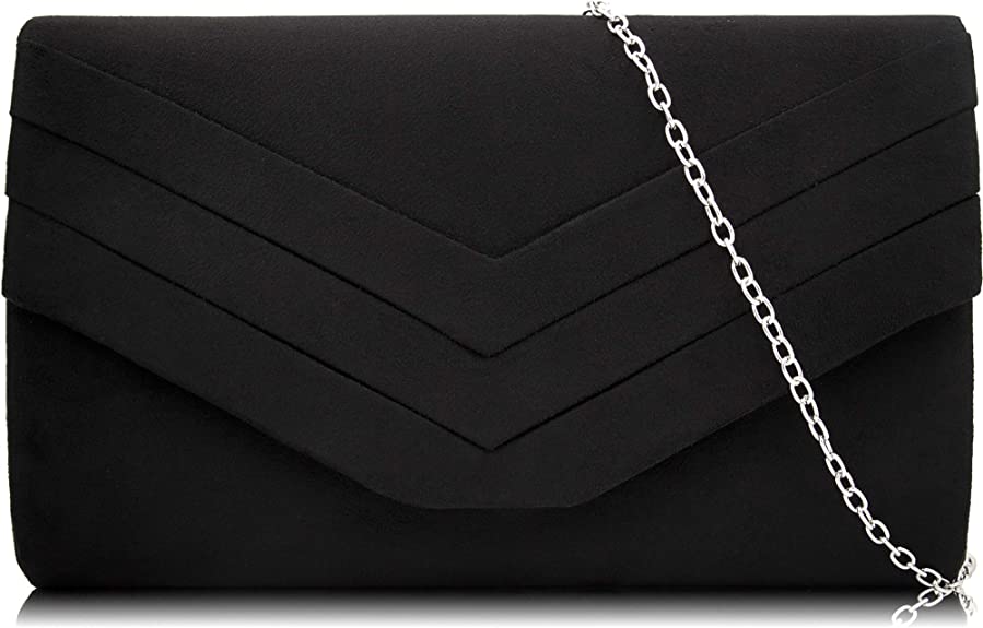 Women Suede Envelope Purse Crossbody Shoulder Clutch Handbag Elegant Evening Bag