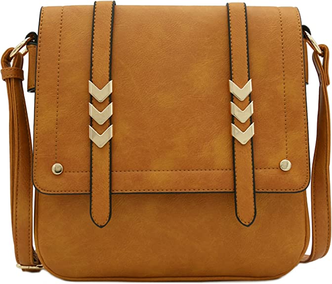 Double Faux Leather Compartment Large Capacity Woman Crossbody Bag