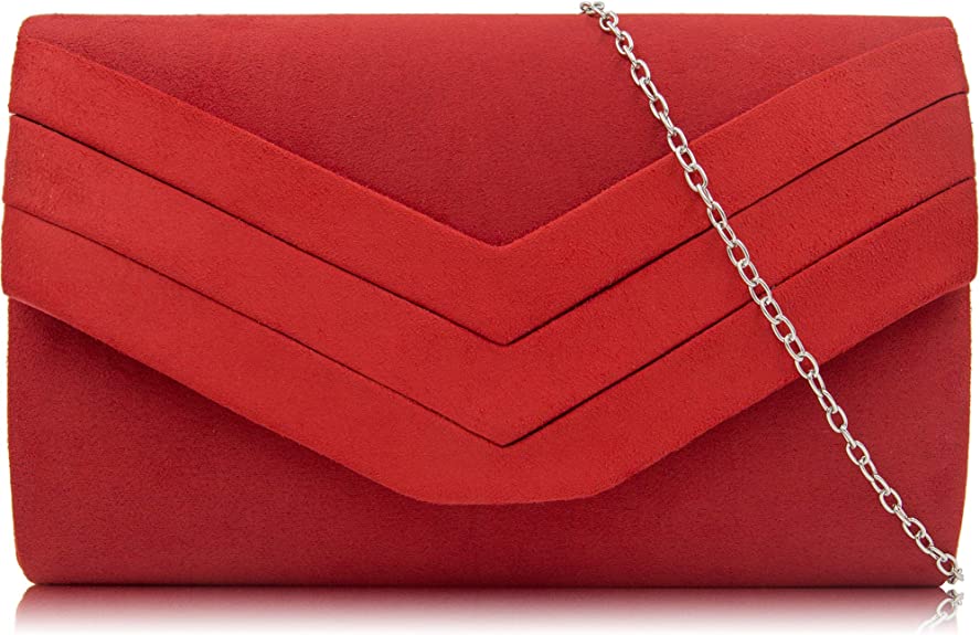 Women Suede Envelope Purse Crossbody Shoulder Clutch Handbag Elegant Evening Bag